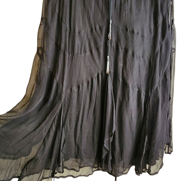 Silversteam Black Layered Maxi Tie Waist plus Size 2x-3x Goth Hippie Boho - Picture 8 of 10